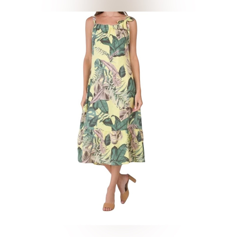 BELLA AMBRA.  .  Yellow Green Sleeveless Halter Sundress